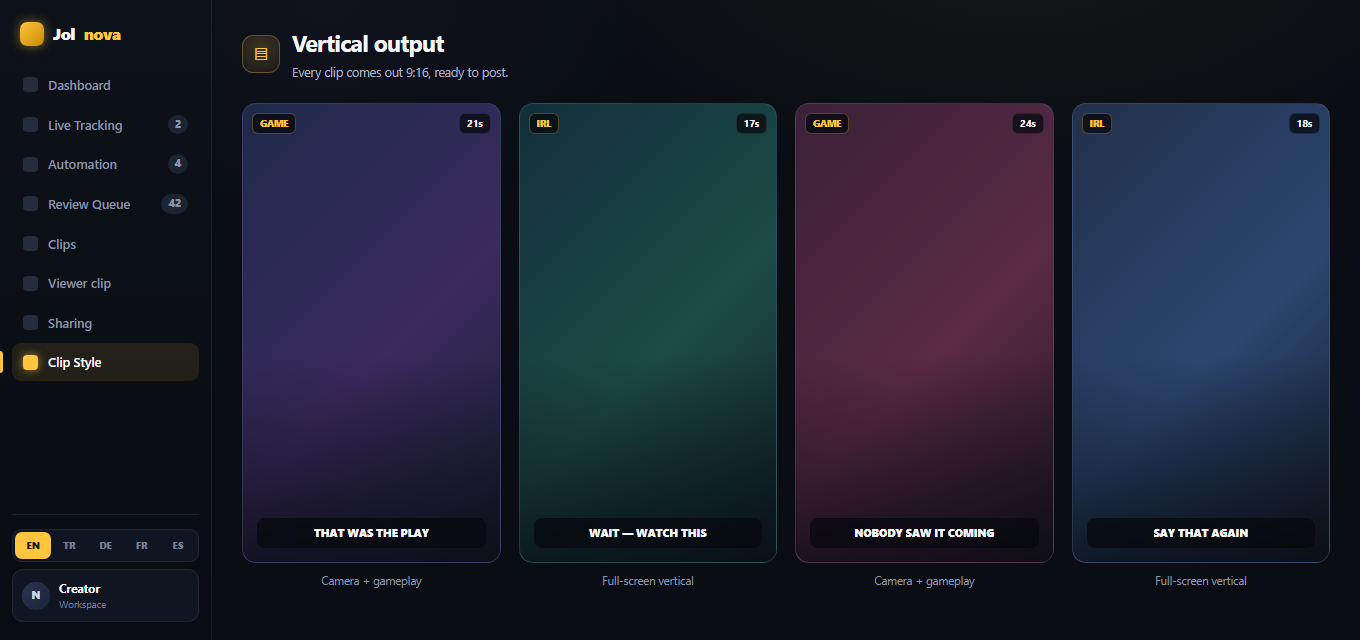Vertical 9:16 clip output examples